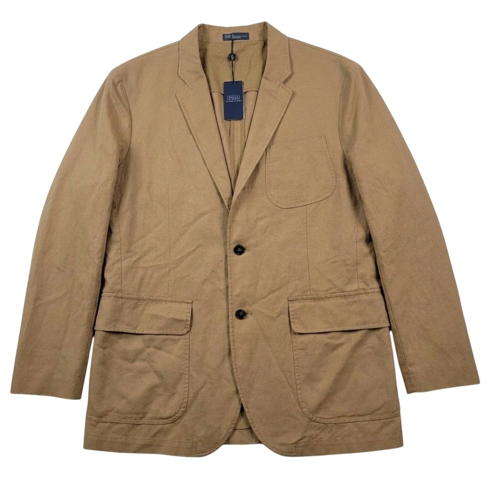 Polo‎ Ralph Lauren Cotton Linen Sport Coat Mens 46R XL Tan Brown Blazer $698 NEW